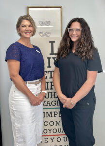 Dr. Perry with Brooke Martin of Bausch + Lomb. Dr. Perry that, along with making contact lenses more profitable for her practice, positive vendor relationship have significantly boosted eyewear sales.