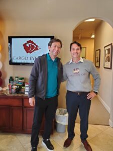Dr. Cargo with his Bausch + Lomb sales representative, Aaron Zack. Dr. Cargo says his relationships with reps have helped him find ways to better serve patients while cutting costs and boosting profitability.