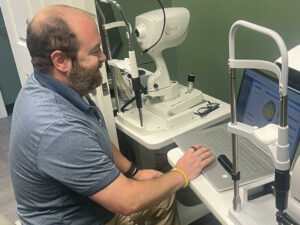Dr. Cazares working on his surface profiler, which he says has improved what he can do for his practice.